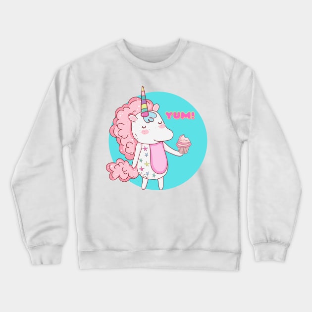 Unicorns Love Cupcakes — Yum! Crewneck Sweatshirt by nathalieaynie